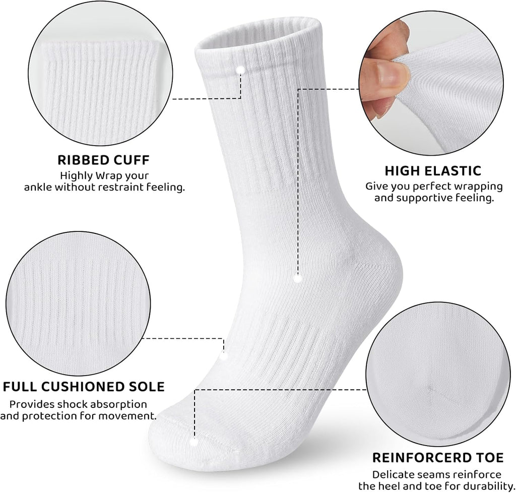 Kids Boys Girls Athletic Crew Socks Thick Cotton Socks
