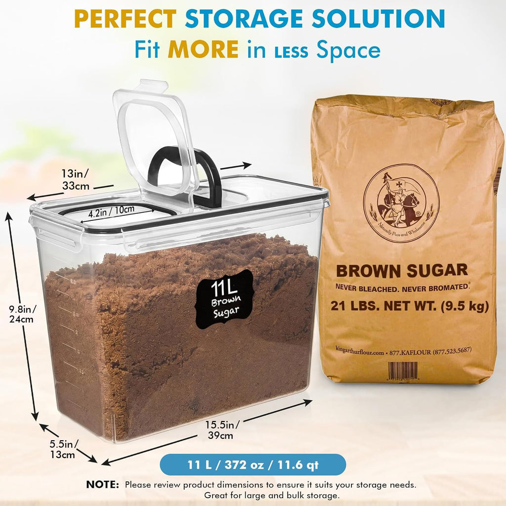 2 PC (11L | 372 oz) Flour Sugar Storage Containers with Spout Lid & Easy Carry Handle - BPA Free Extra Large Airtight