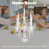 5 Arm Crystal Candle Holder Modern Clear Candlestick Holders Vintage Candelabra Centerpieces for Tables Candle