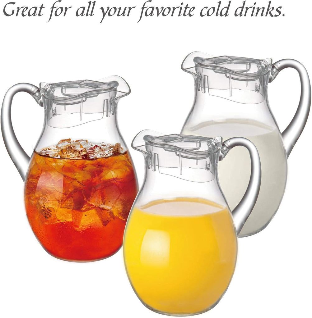 Bubbly - Plastic Pitcher (64 oz, 2 Quart), Clear Water Pitcher with Lid, Fridge Jug, BPA-Free, Shatter-Proof, Great