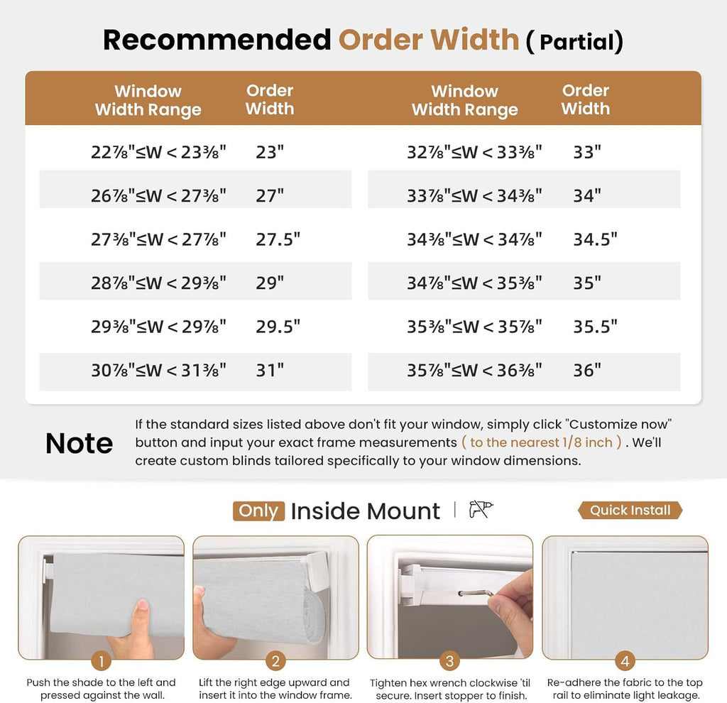 No Drill Cordless Roman Shades for Windows,34" Wx64 H,Blackout Fabric Blinds for Indoor Windows,UV Privacy Protection