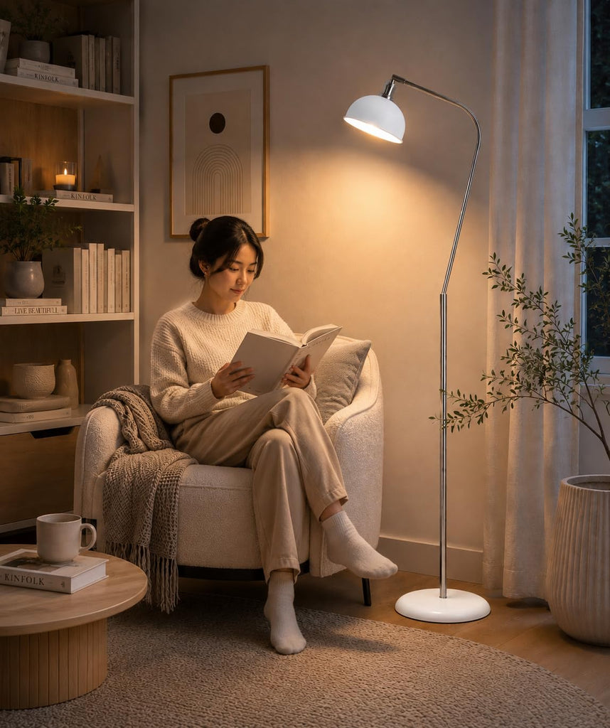Halo Silver 61" Floor Lamp with Adjustable Head Reading Lamp