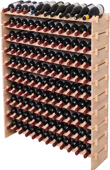 Wood Stackable Storage Modular Wine Rack Cabinet 120 Bottle freestanding Floor Wine Bottle Holder Display Shelves