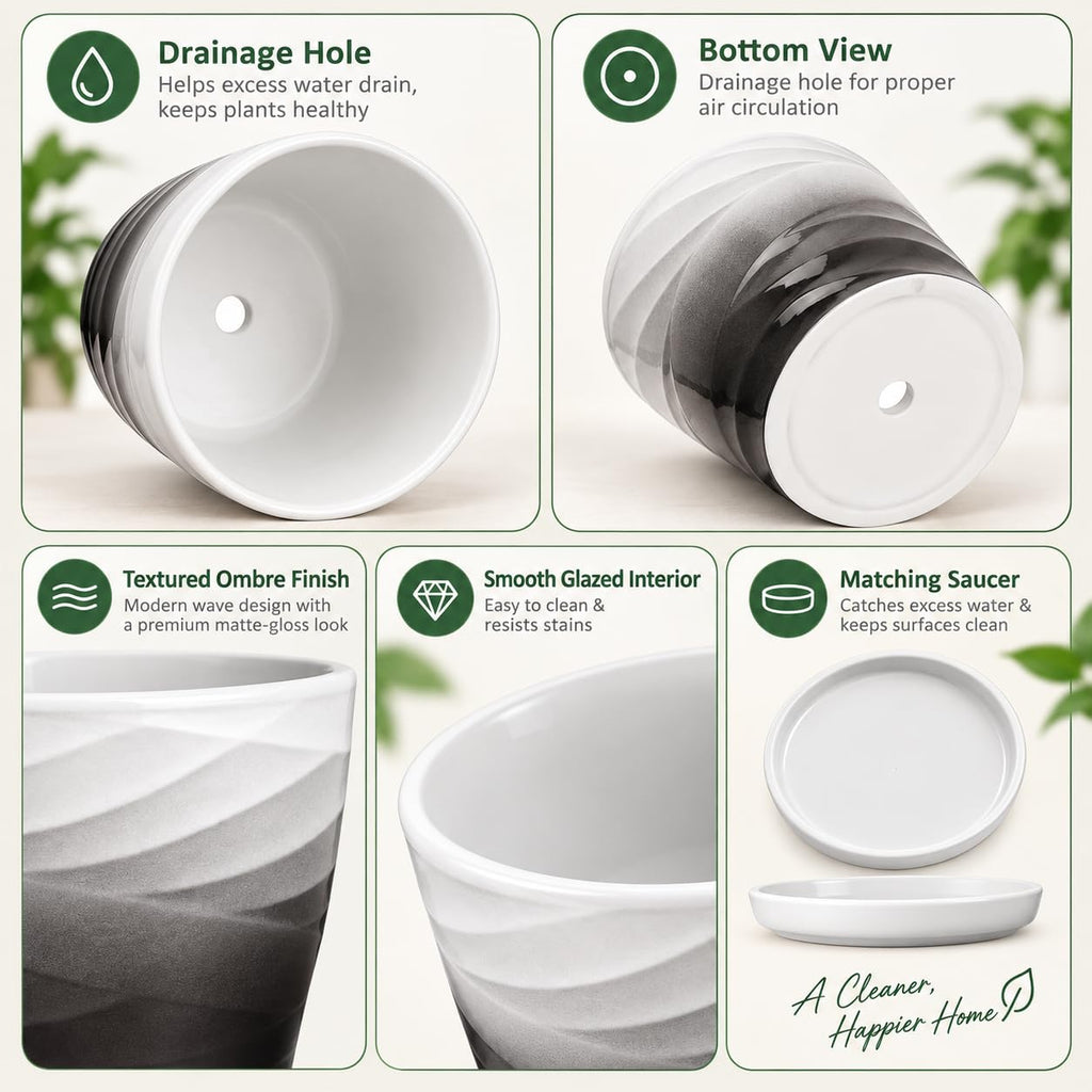 Ceramic Plant Pots, 6 Inch, Set of 2