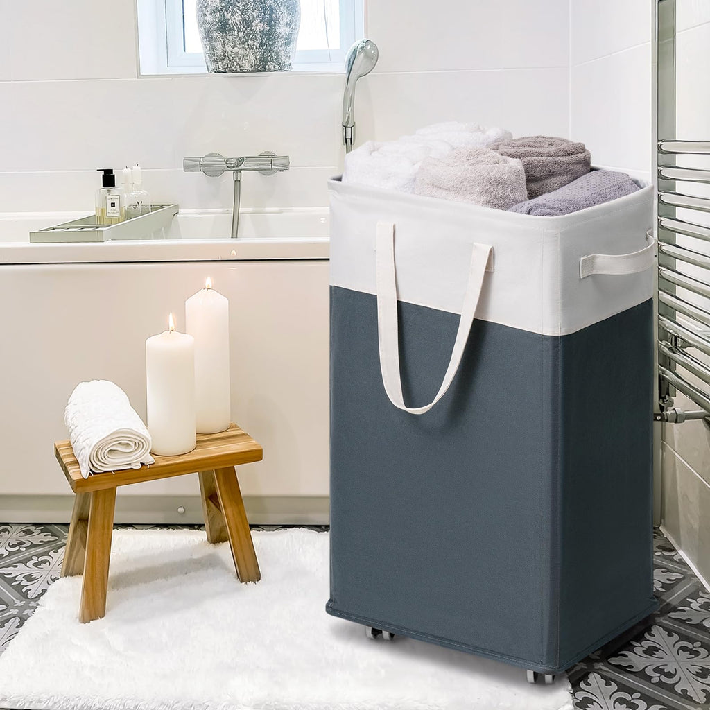 75L Rolling Dirty Clothes Hamper with Wash Bag for Laudnry