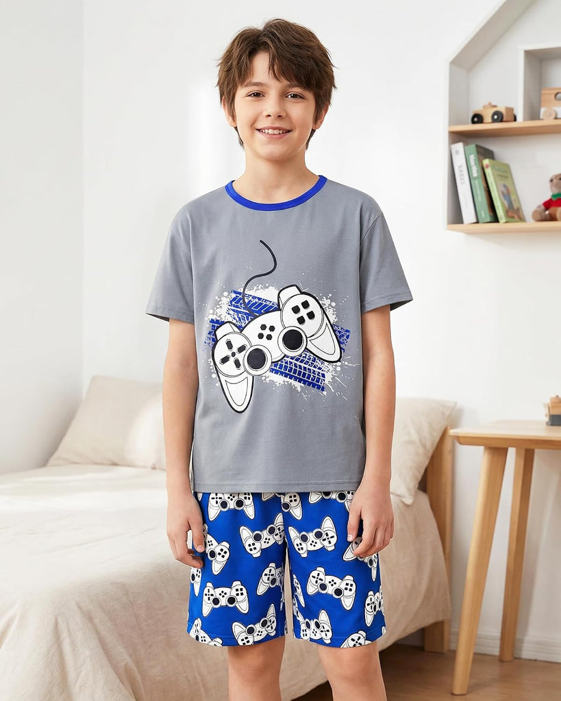 Boys Pajamas Boys Summer Pajamas Short Sleeve & Sleep Shorts Set 2 Piece Summer Kids Boy Pjs Sleepwear Sets