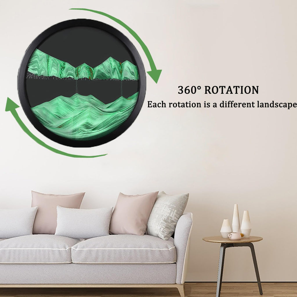 Moving Sand Art, Wall Mounted Sand Art Liquid Motion, 360°Rotate Moving Sand Wall Art Deep Sea Sandscape Room