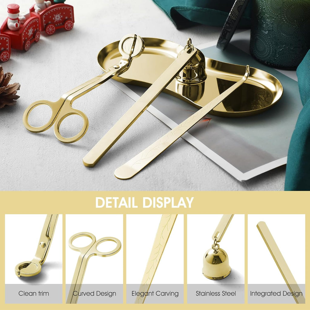 Candle Wick Trimmer, Candle Snuffer, Wick Dipper and Tray Holder