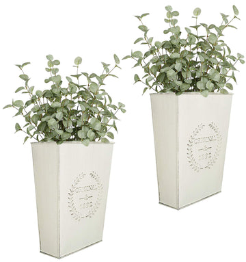 Set of 2 Farmhouse Metal Wall Planter, Rustic Wall Decor Country Hanging Wall Vase Box for Plants Flower Home
