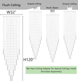 W32 x H120 Glam Chandelier with LED Bulbs Crystal Raindrop High Ceiling Pendant Light for Entrance Large Villa Chandelier Foyer Lighting Fixtures Silver A100-B0F5PMB1QP