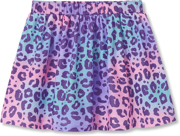Girls Trendy Skirt-Skort Vibrant Print Built-in Shorts