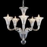 5 Light Crystal Chandelier, Modern Dining Room Light Fixture, Clear Crystal Pendant Light for Bathroom Bedroom Livingroom, D19xW19xH23, E12 Socket A100-B0DSPBZZ2Q