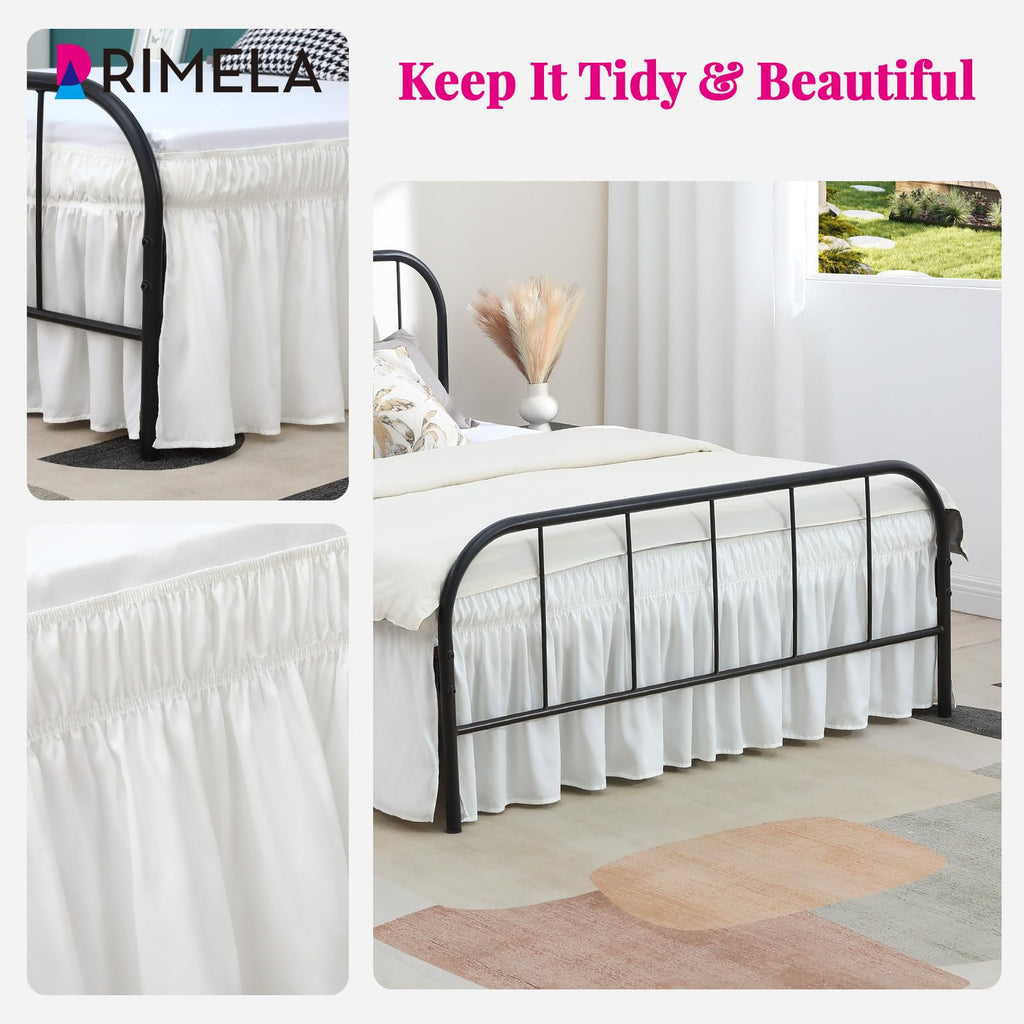 Full Bed Skirt 15 Inch Drop, Elastic Wrap Around with Split Corners