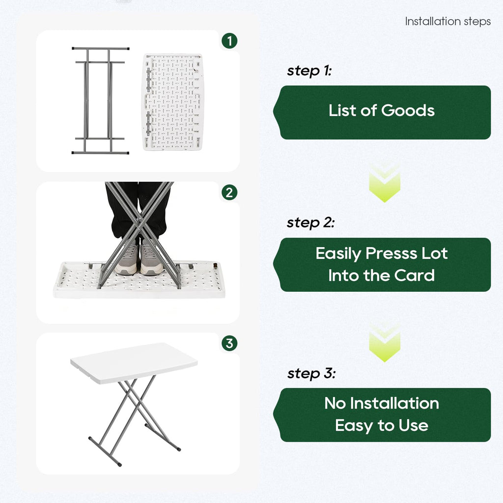 30" Folding Table | White | Portable Plastic Table