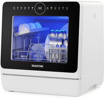 Portable Dishwashers for Camping and Home with 5l Water Tank, Hose, LED Light, 10 Wash Programs, Bab