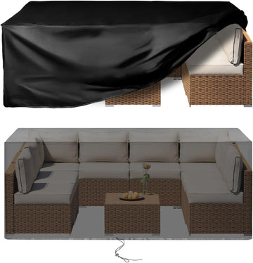 Outdoor Furniture Covers, Custom Size 108"(L) x 82"(W) x 28"(H) Rectangular Patio Table and Chair Waterproof Covers
