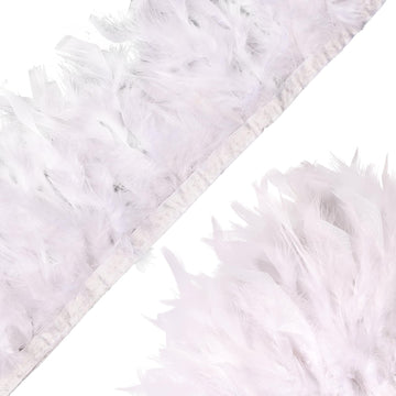 White 4 Yards Turkey Feather Trim - 4~6in Fashion Dress Sewing - Natural Fluffy Feather Trim Fringe for Party