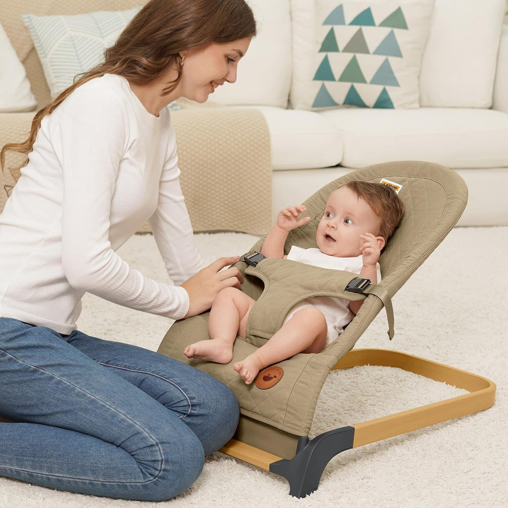 Bouncer Seat for Infants, Portable Bouncy Seat, Brown