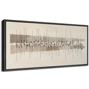 Extra Large Framed Canvas Print Mid-Century Modern Abstract Linear Illustrations Decorative Colorful Multicolor