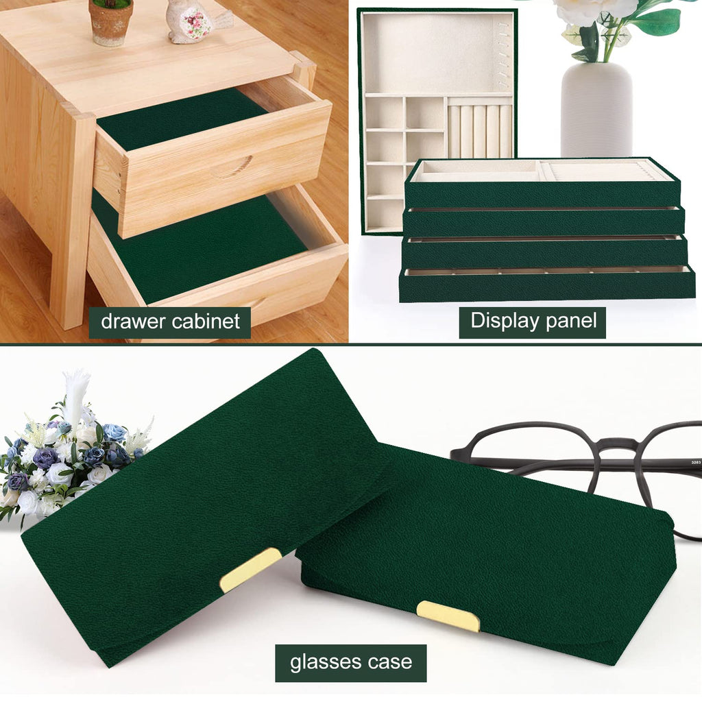 Removable Velvet Fabric Self Adhesive Felt Fabric Liner Green Velvet Drawer Liner for Jewelry Drawer Craft Felt