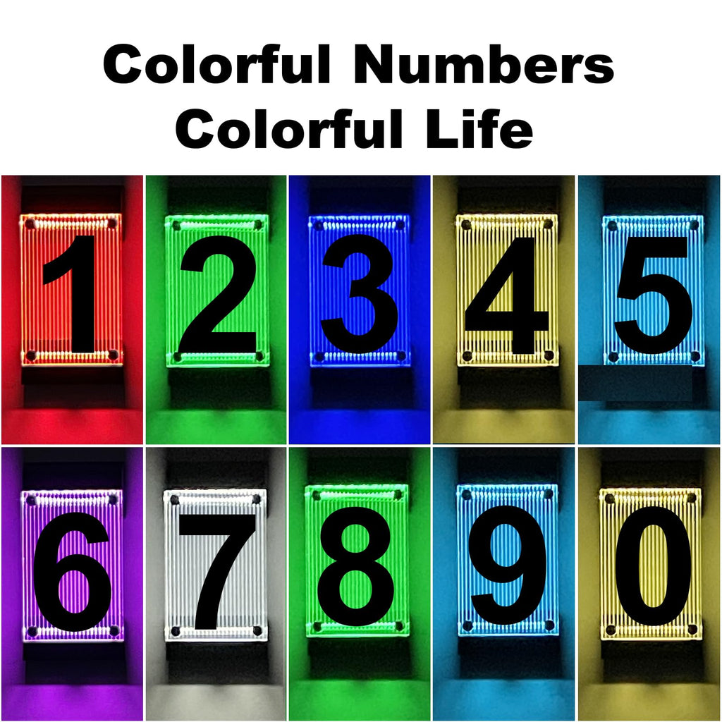Solar House Numbers for Outside, 3D Acrylic Number Colorful light Remote Control, Solar Address Sign, Lighted Modern