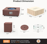 Fire Pit Table Propane Fire Pit 28 Inch 40,000 BTU 2 Piece Gas Fire Pits with Wind Guard Tank Table Glass Rocks Protective Cover, CSA Certified, for - Image 7