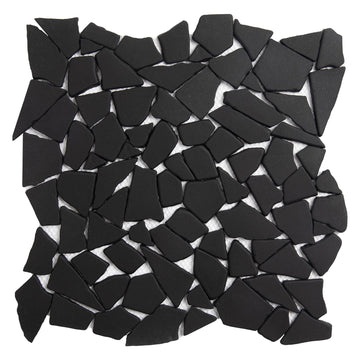 Black Pebble Tile for Shower Floor, 12"x12" Backsplash Tiles, 5 Pcs