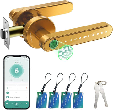 Smart Door Lock with Knob, Keyless Entry Door Locks with Handle, Fingerprint Door Knob /Front Door/Apartment,Generate