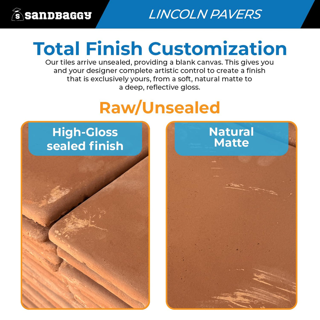 Lincoln Saltillo Tile 12x12 | Unsealed Handmade Square Mexican Terracotta Floor Tile - (12x12, 200, Count)