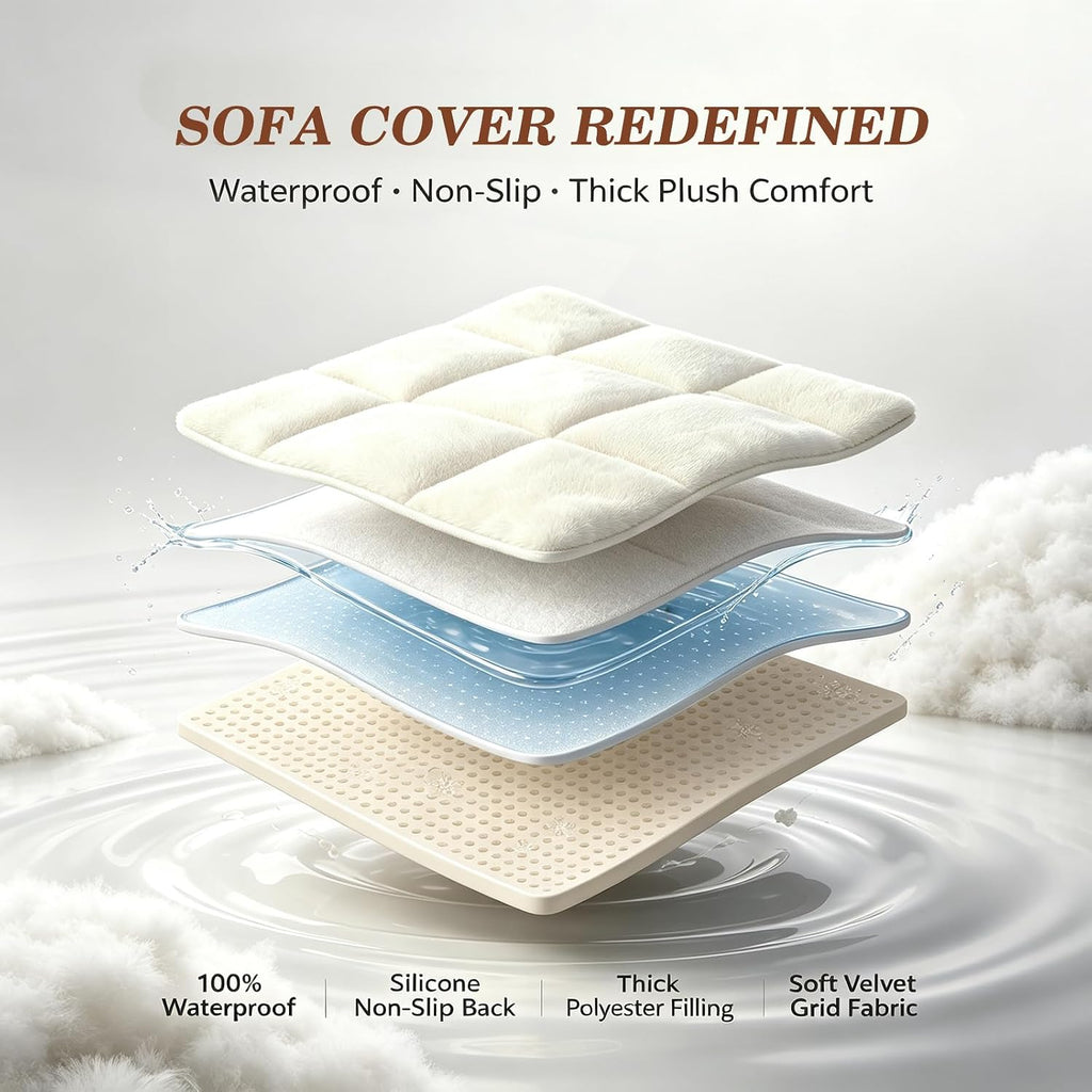 Pet Couch Covers for Sofa Waterproof Plush Dog Sofa Cover Washable