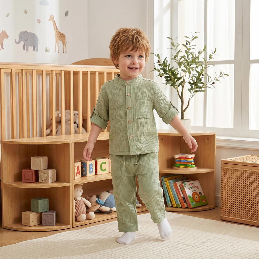 Cotton Linen Clothes for Toddler Boys Shirt Pants Outfits Set