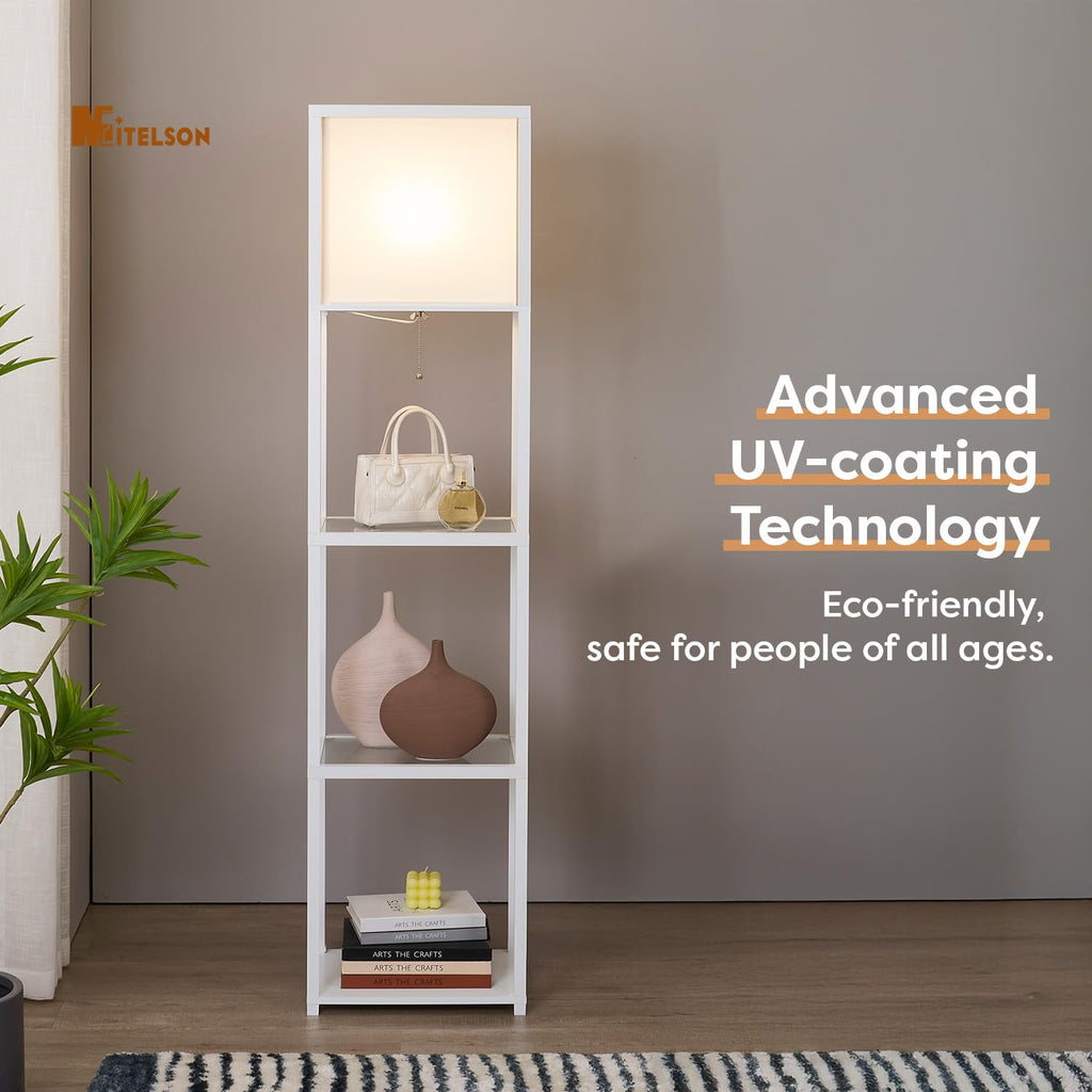 Floor Lamp with Shelves, Modern Standing Lamp with Tempered Glass, Large Display Shelf Lamp, Tall Lamps with Shelves