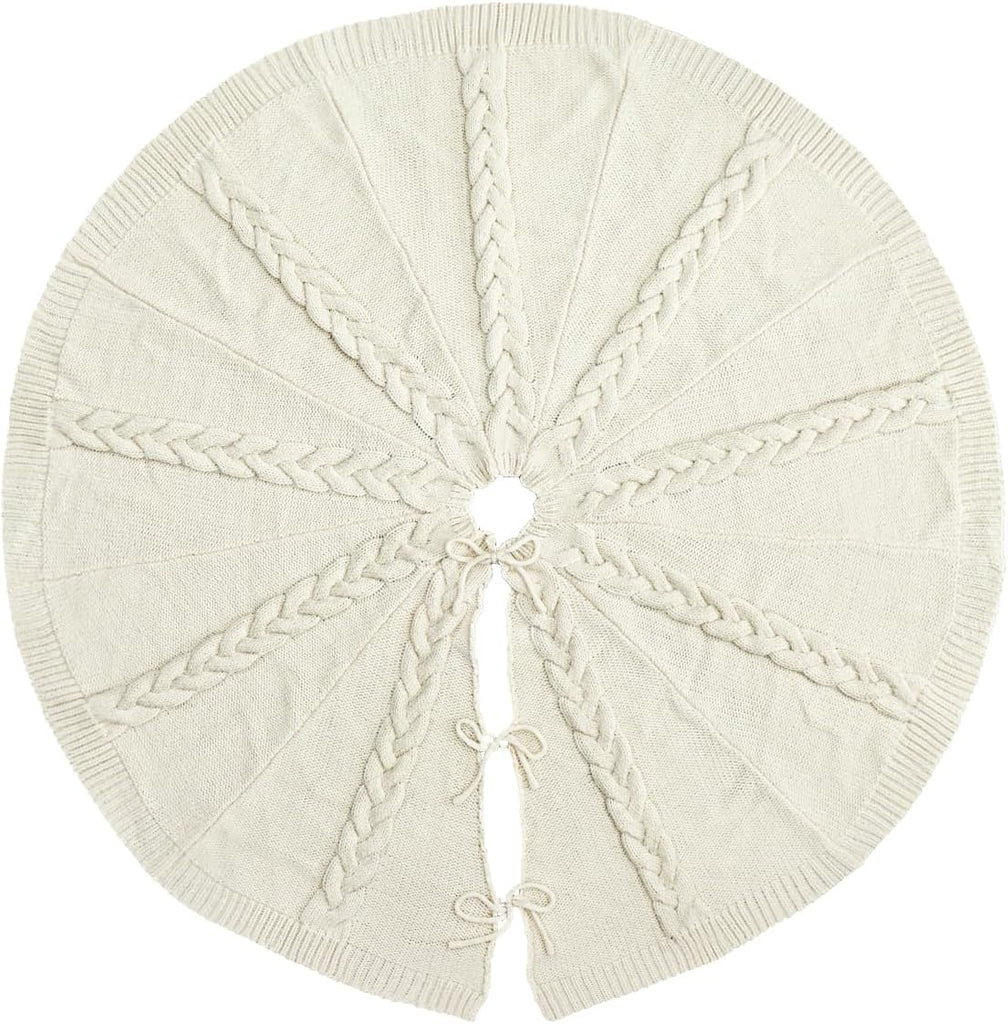 Knit Christmas Tree Skirts, Neutral Tree Skirt, Cozy Christmas Decorations