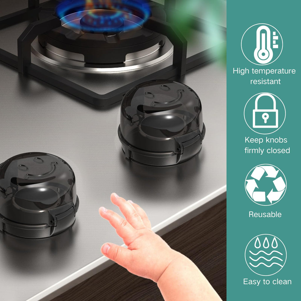 5 Pack Stove Knob Safety Covers - Child Proof Gas Stove Knob Covers, Universal Oven Lock Safety for Baby