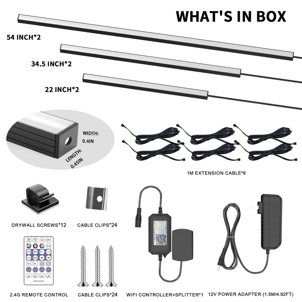 RGB+IC Led Recessed Lighting Kit Wall Panel Lights, 6PCS Smart Color Chasing Wood Slat LED Lights with Alexa & WiFi