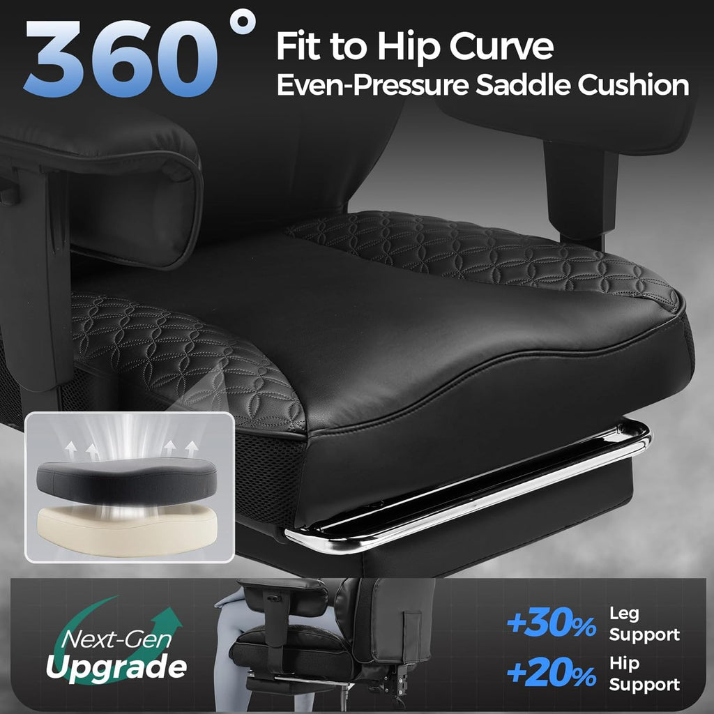 Big and Tall Gaming Chair 400lbs Heavy Duty Office Chair with Foot Rest & Ergonomic Pocket Spring Lumbar Support