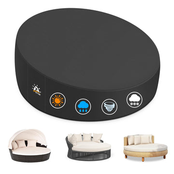Outdoor Daybed Cover 88 Inch - 600D Patio Round Sofa Cover Heavy Duty & Waterproof, All Weather Protection Outdoor