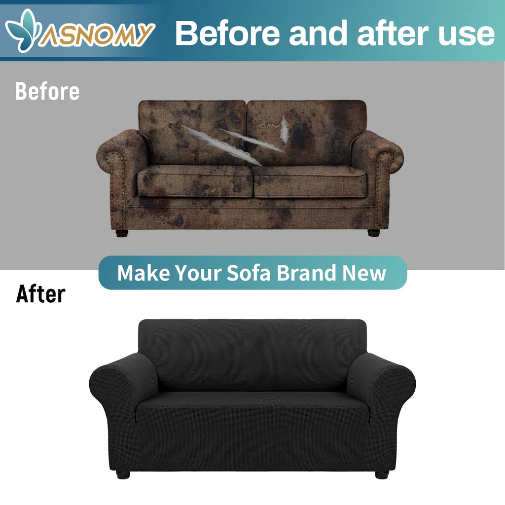 Stretch Couch Covers Washable, loveseat Cover Slipcovers, Black