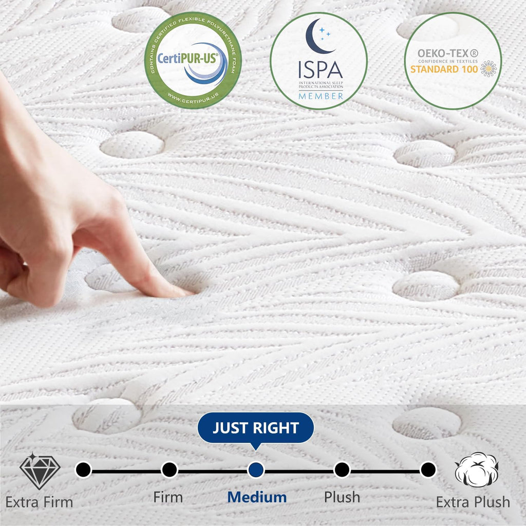 King Size Mattress, 14 Inch Hybrid King Mattress in a Box with Gel Memory Foam, Individually Wrapped Pocket Spring