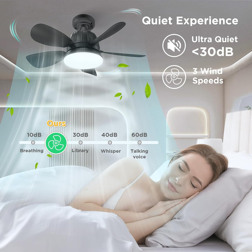 Socket Fan Light with Remote: 18'' Small Ceiling Fans with Lights, 2000 Lumens Dimmable Led Bulb, 3 Colors 3000K-6500K, Easy Install Screw in E26 Base for Bedroom Living Room Kitchen Garage A101-B0D49PQTNZ