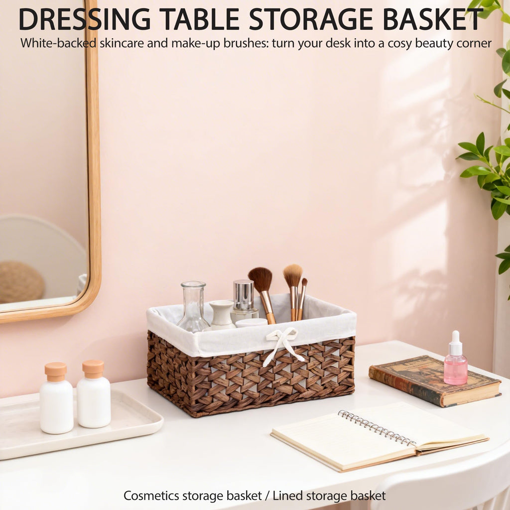Water Hyacinth Storage Basket Small with Metal Frame & Removable Liner