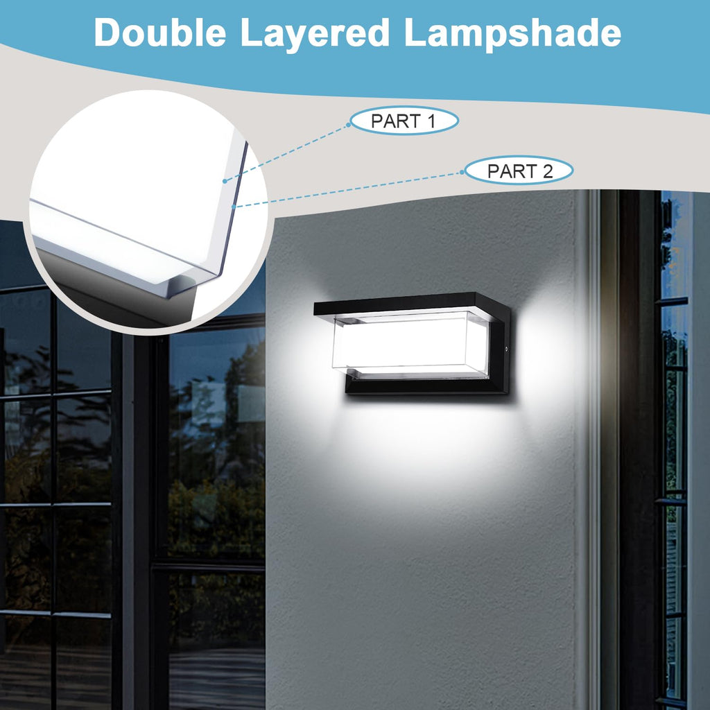 Porch Light Outdoor 6000K, 18W Modern LED Wall Light 6 Pack