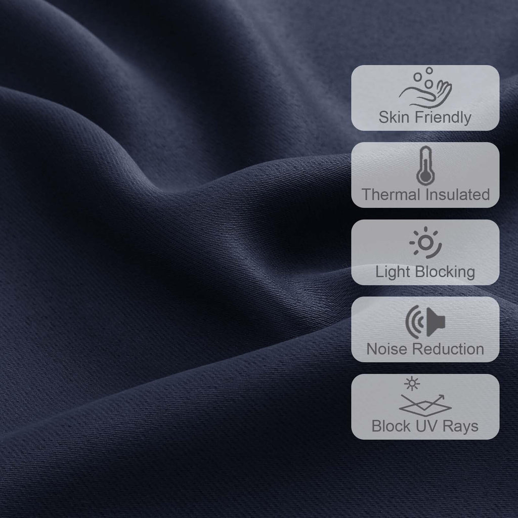 Navy Blue Blackout Valances for Windows, Short Window Valance Curtains Bedroom Bathroom, Room Darkening Solid Privacy
