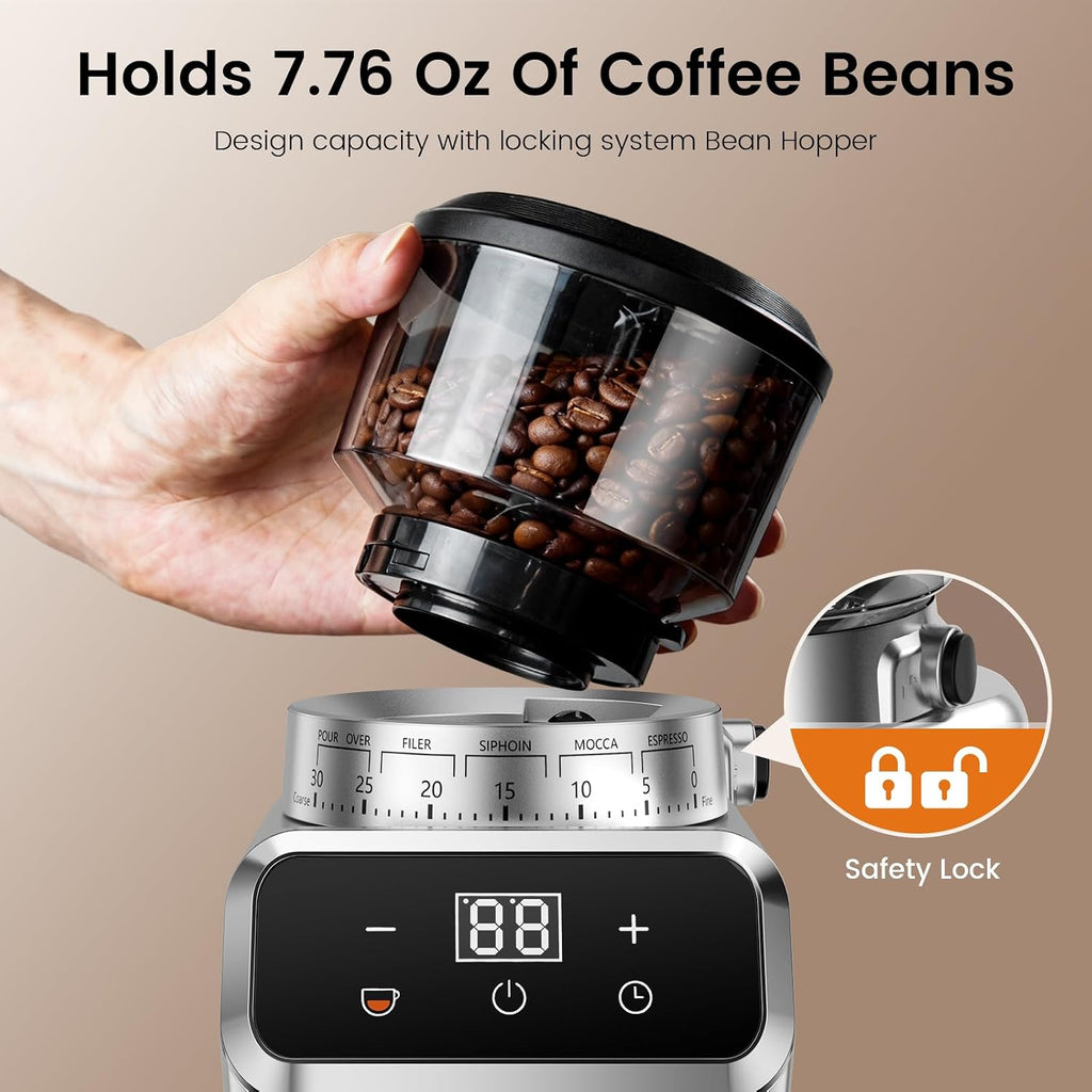 Electric Coffee Grinder, Coffee Bean Grinder with 30 Grinding Settings, Touchscreen Burr Coffee Grinder Use