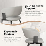 Modern Dining Chairs Set of 2, Faux Leather Upholstered Kitchen Chairs with Curved Back and Metal Legs