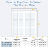 Paintable Sliding Closet Doors, 96" x 80" Bypass Slidng Door Panels with Hardware Kit, 3-Lite Froste