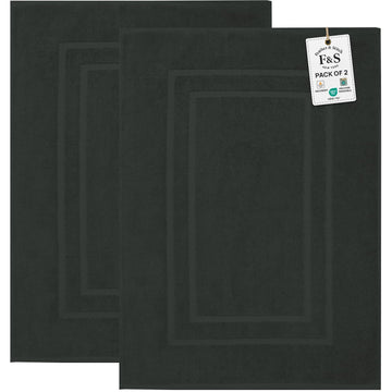 & Stitch 100% Cotton Bath Mats 2 Piece 30x21 Inches, Charcoal