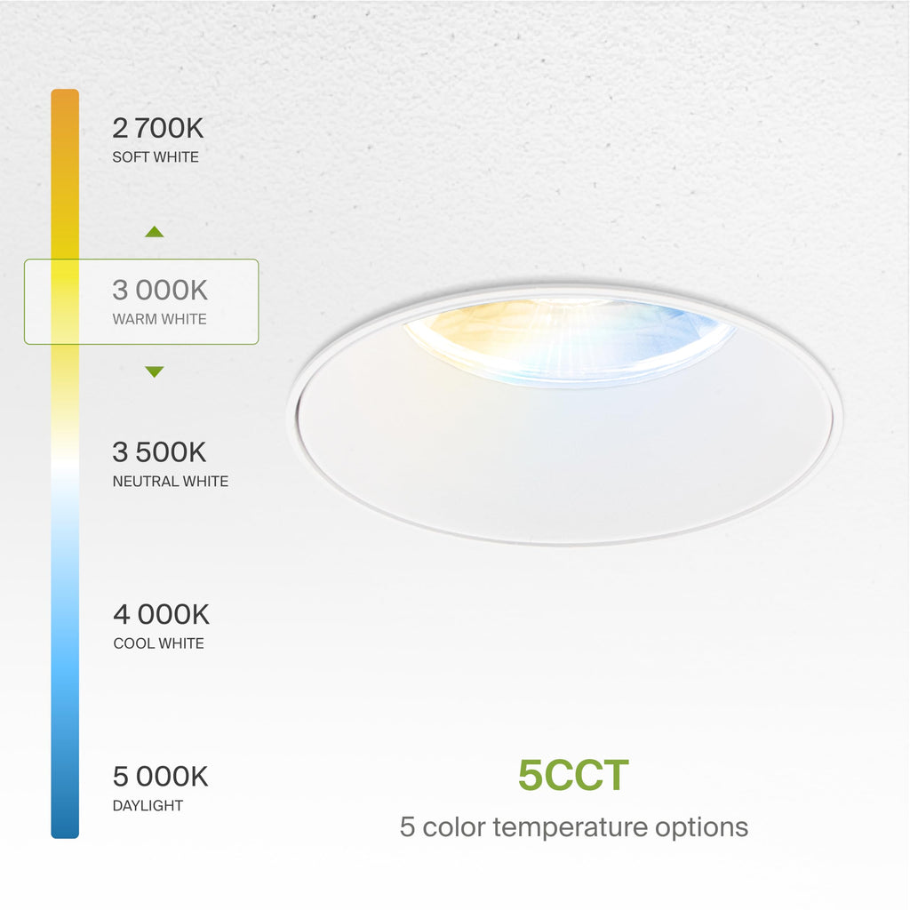 3 Inch Trimless LED Recessed Ceiling Light Fixture, Mud-in Canless Downlight with Junction Box, 5CCT Selectable