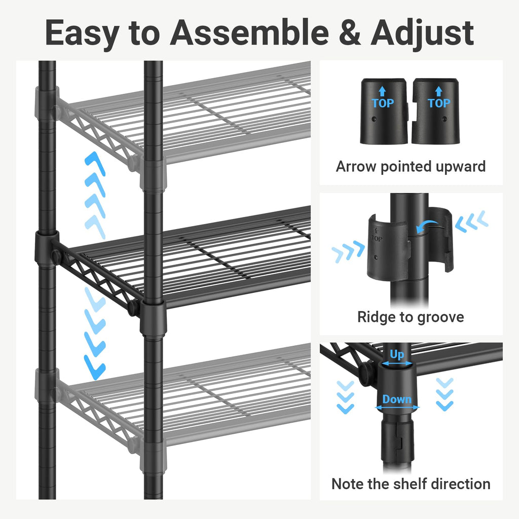 S4 Clothes Rack with Shoe Shelves /Walk-In Closet, Black