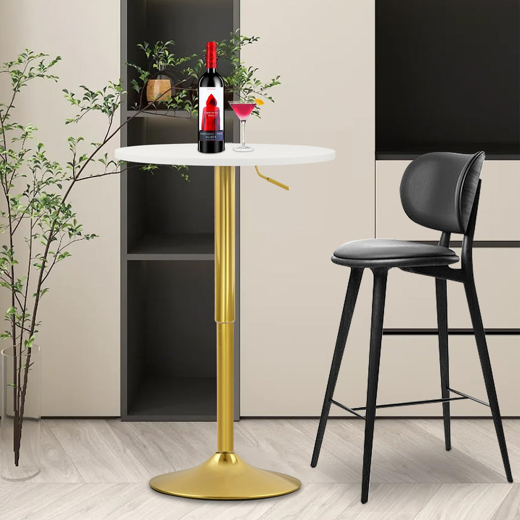 Round Bar Table 10 Pack, Height Adjustable 26"-36" Bistro Pub Table with Gold Metal Base, 360° Swivel High Top